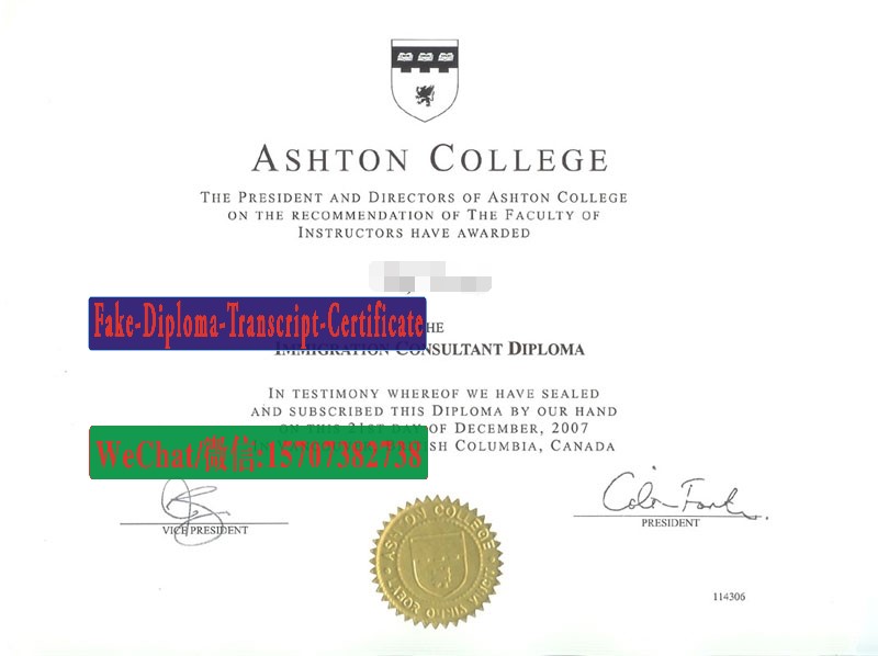 Buy fake Ashton College Diploma