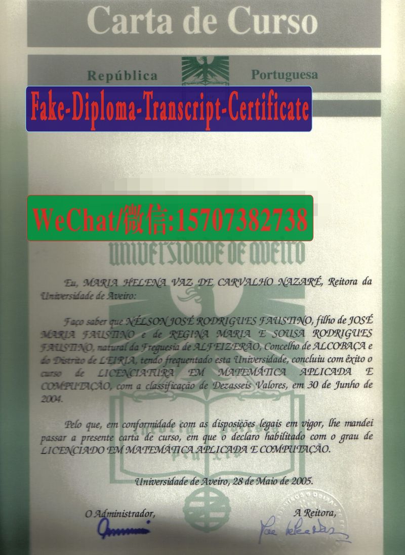 Fake AveiroUniversity Diploma Transcript