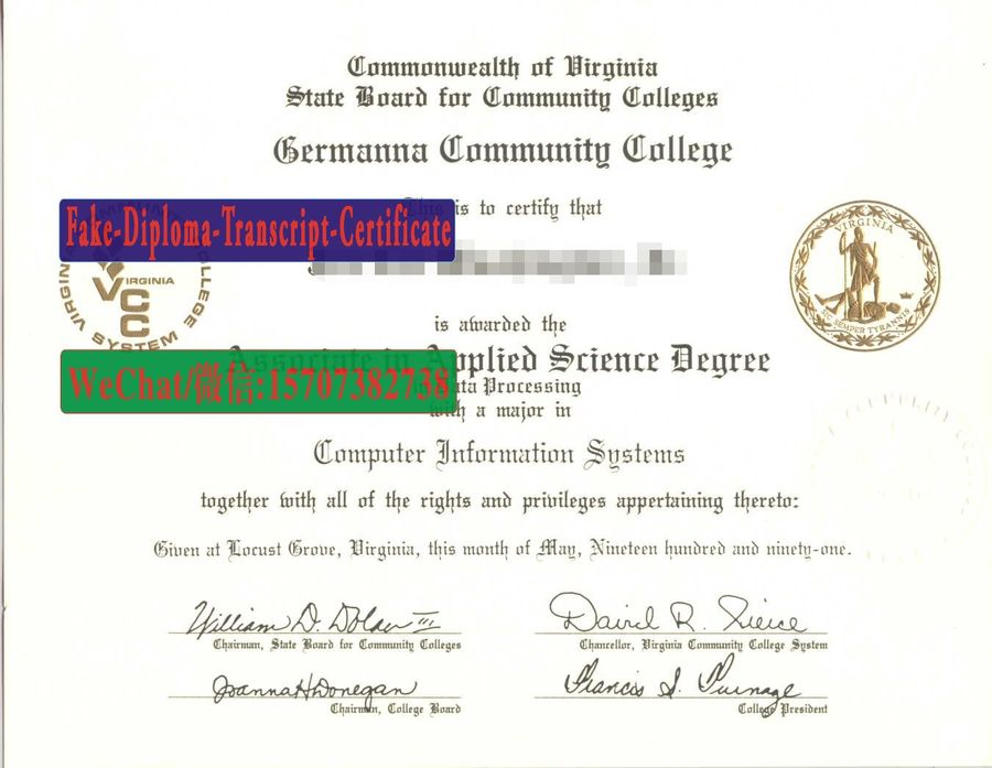 Fake Germanna Community College Diploma Degree