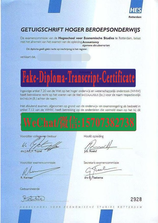 Fake Hogeschool voor Economische Studies Diploma Transcript