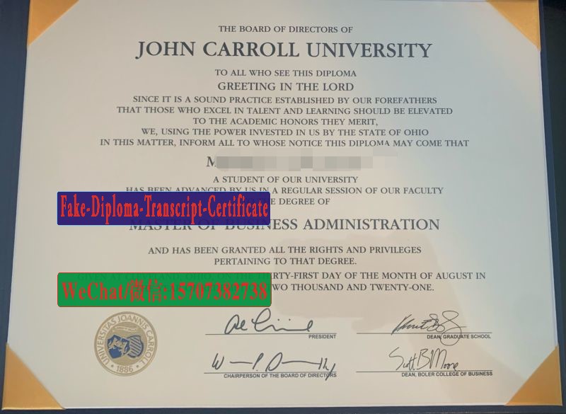 Fake John Carroll University Diploma Degree
