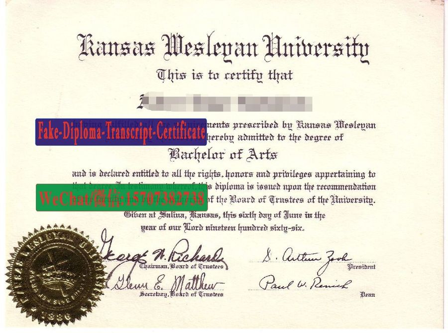 Fake Kansas Wesleyan University Diploma Degree