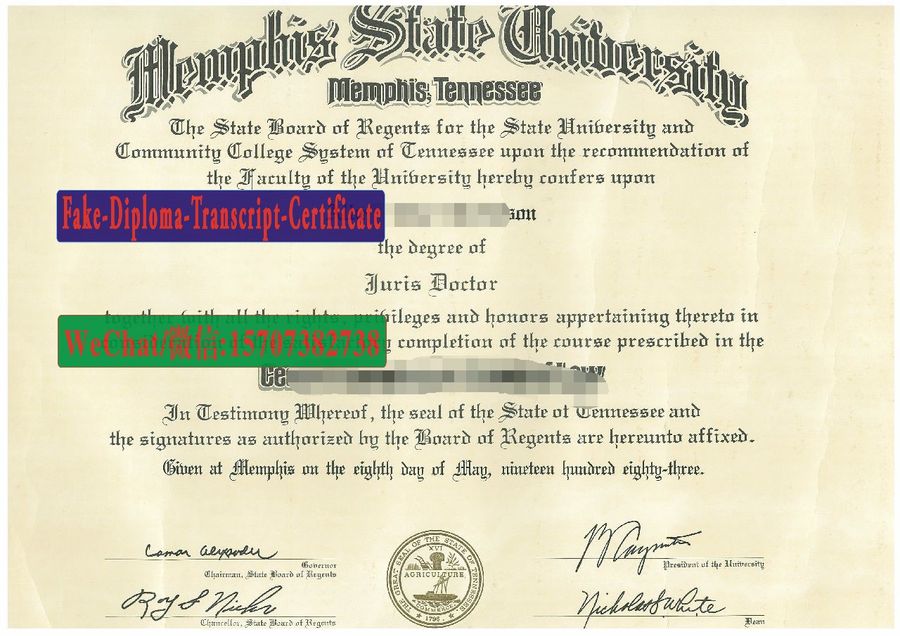 Fake Memphis State University Diploma Degree