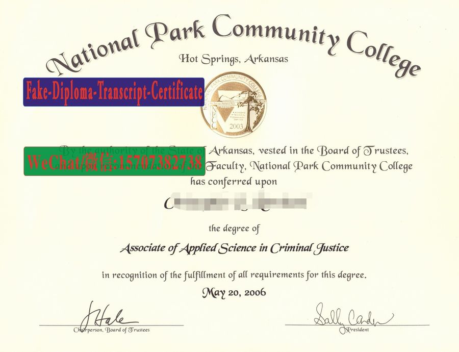 Fake National Park Community College Diploma Degree