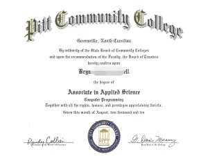 Fake Pitt Community College Diploma Degree