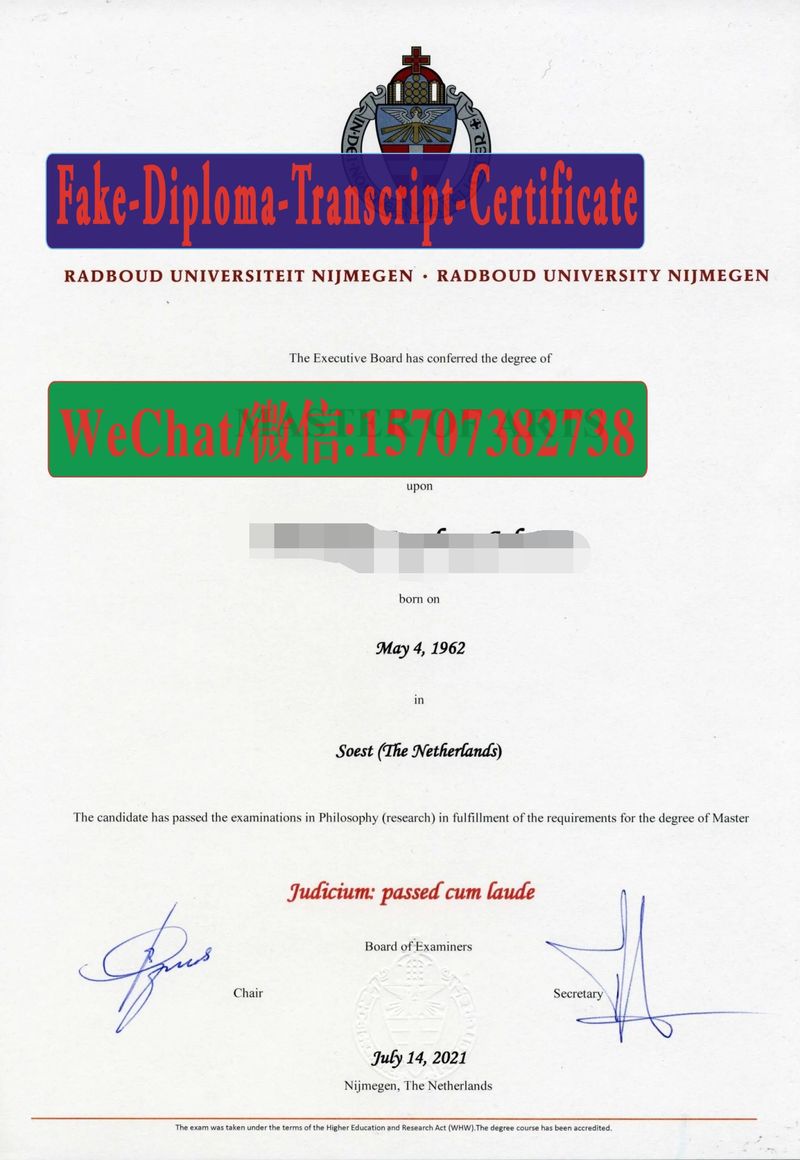 Fake Radboud University Nijmegen Diploma Transcript