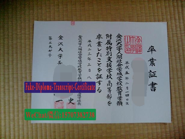 Kanazawa University Diploma Certificate